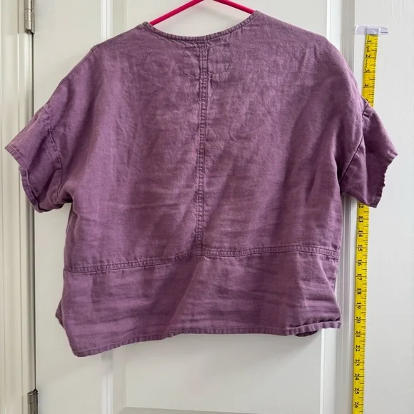 BASEL boxy linen top in beautiful dusty lavender. Size M - Picture 5 of 5